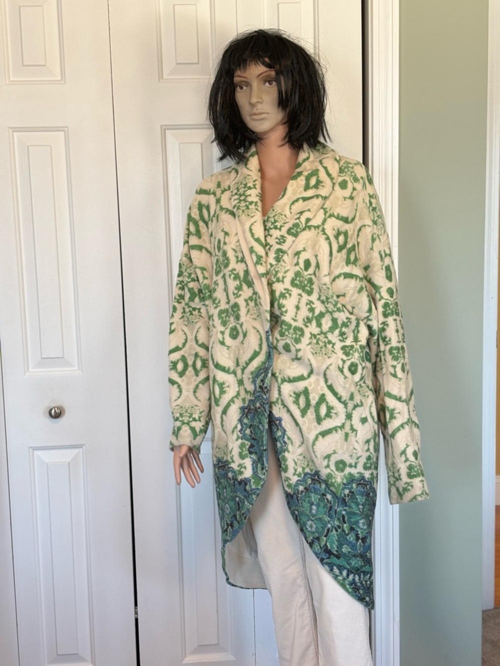 Anthropology Women’s Moth Green Pine Sweater Coat Medium Preowned - Picture 3 of 15